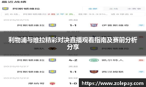 利物浦与维拉精彩对决直播观看指南及赛前分析分享